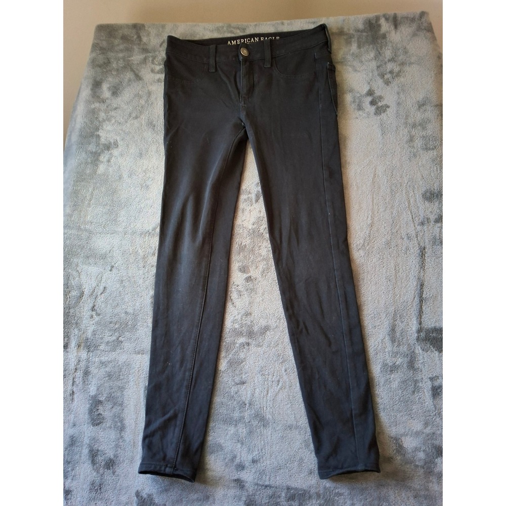 American Eagle Womens Black Jegging Skinny Jeans Size 2 Regular Stretch Denim